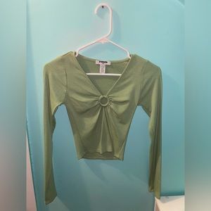 Green cropped top- size small